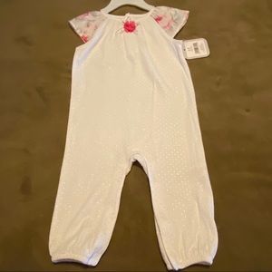 Infant Rene Rofe one piece size 6-9months outfit white w/ floral sleeves NEW